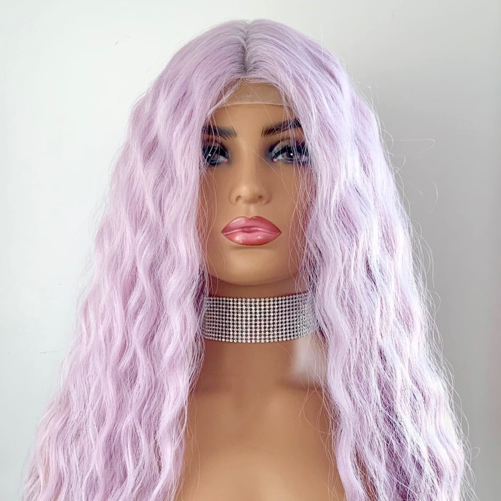 Gorgeous Lilac Pearl Loose Wave Premium Fiber Lace Front Wig for Weddings/Drag..